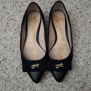 Sam Edelman black suede & leather flats bow